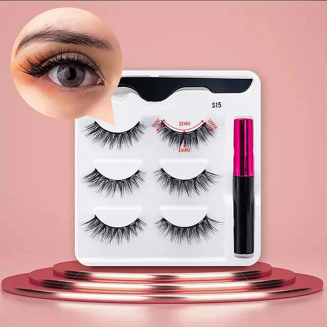 Mink Eyelashes Handmade With Tweezer Makeup Set