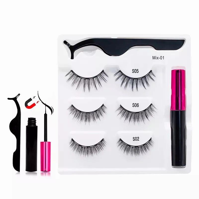 Mink Eyelashes Handmade With Tweezer Makeup Set
