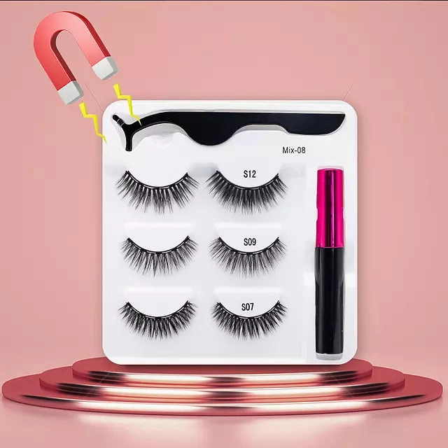 Mink Eyelashes Handmade With Tweezer Makeup Set