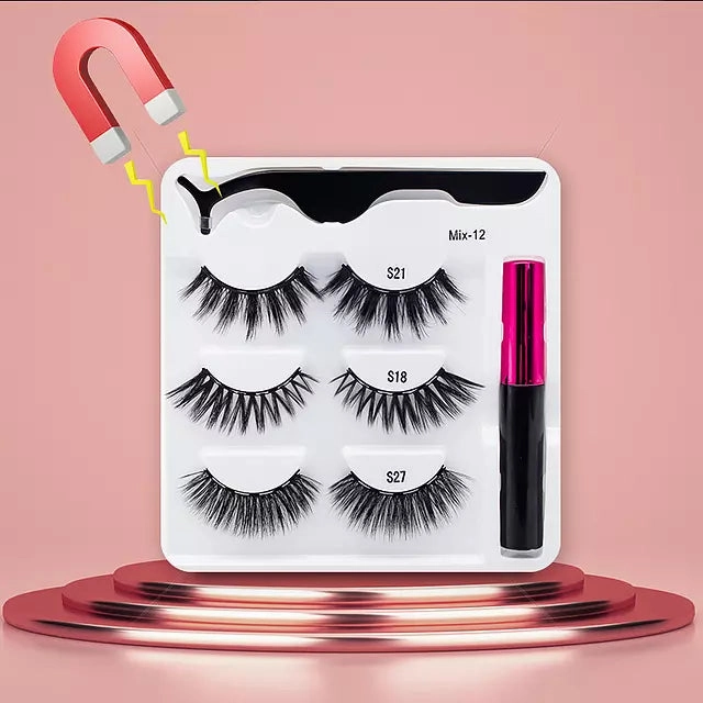 Mink Eyelashes Handmade With Tweezer Makeup Set