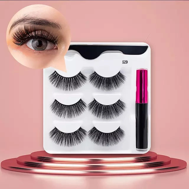Mink Eyelashes Handmade With Tweezer Makeup Set