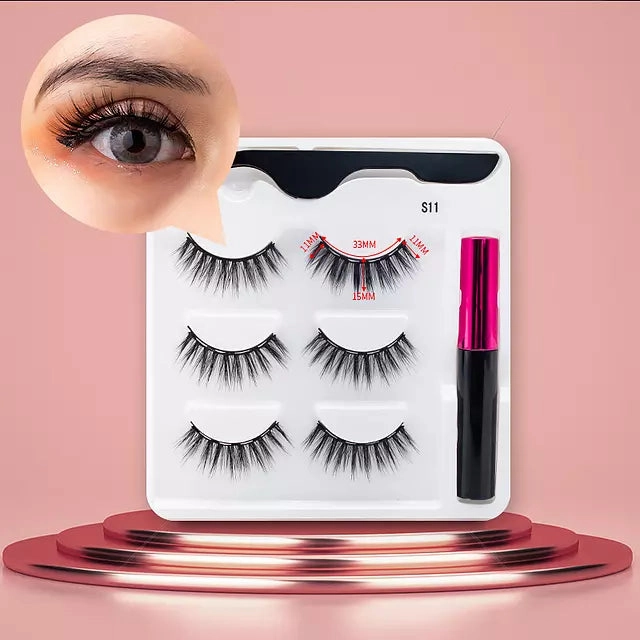 Mink Eyelashes Handmade With Tweezer Makeup Set