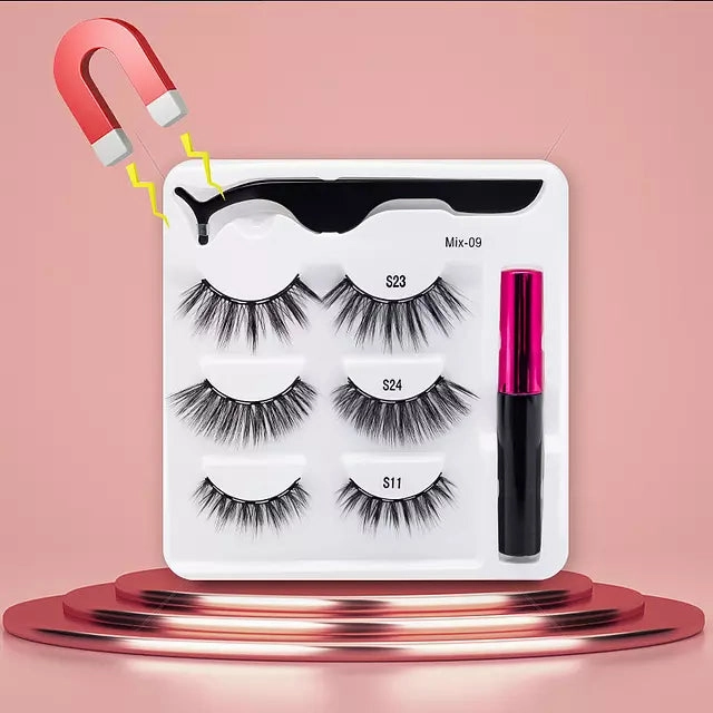 Mink Eyelashes Handmade With Tweezer Makeup Set