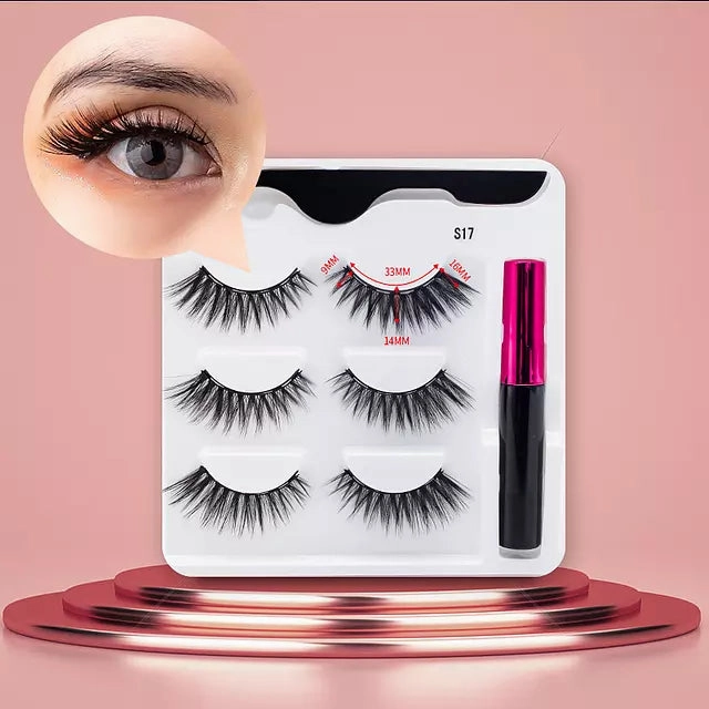 Mink Eyelashes Handmade With Tweezer Makeup Set