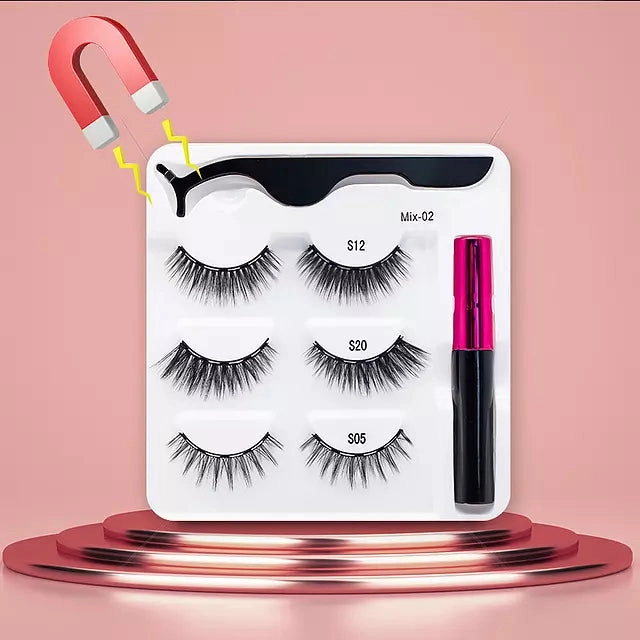 Mink Eyelashes Handmade With Tweezer Makeup Set