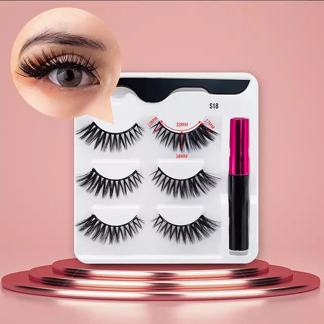 Mink Eyelashes Handmade With Tweezer Makeup Set