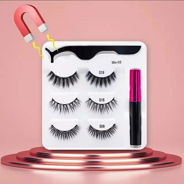 Mink Eyelashes Handmade With Tweezer Makeup Set