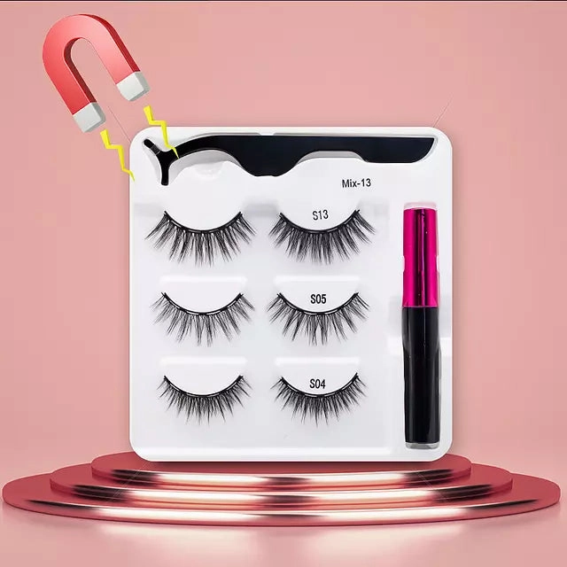 Mink Eyelashes Handmade With Tweezer Makeup Set