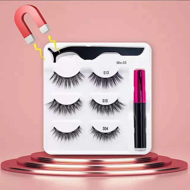 Mink Eyelashes Handmade With Tweezer Makeup Set