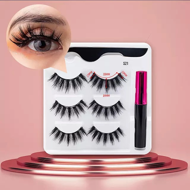 Mink Eyelashes Handmade With Tweezer Makeup Set