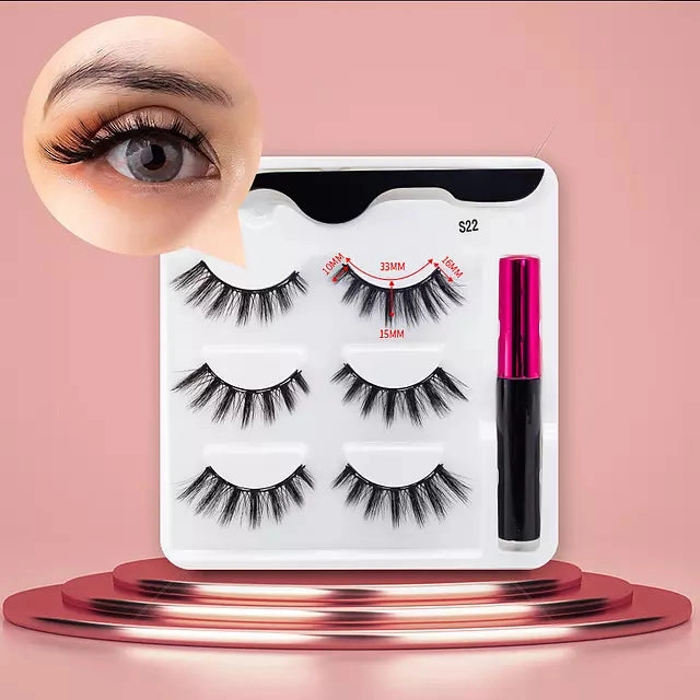 Mink Eyelashes Handmade With Tweezer Makeup Set