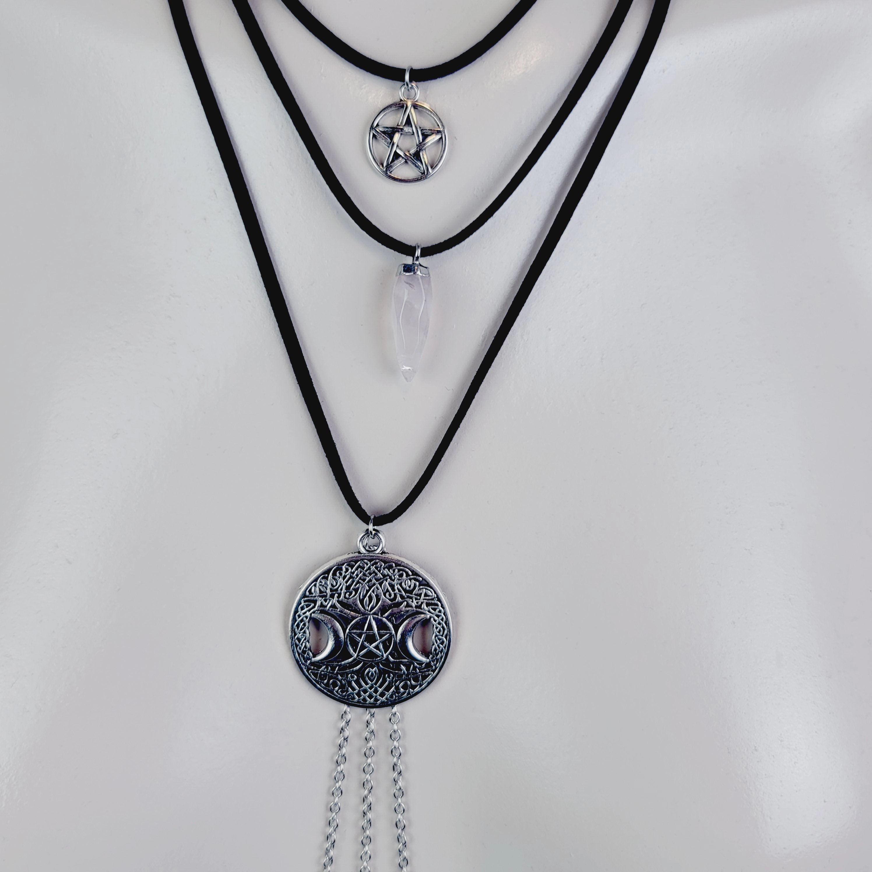 Multi Necklace Set with Amethyst- Necklace to Nipple, Non Piercing and Nipple Clamp Options.