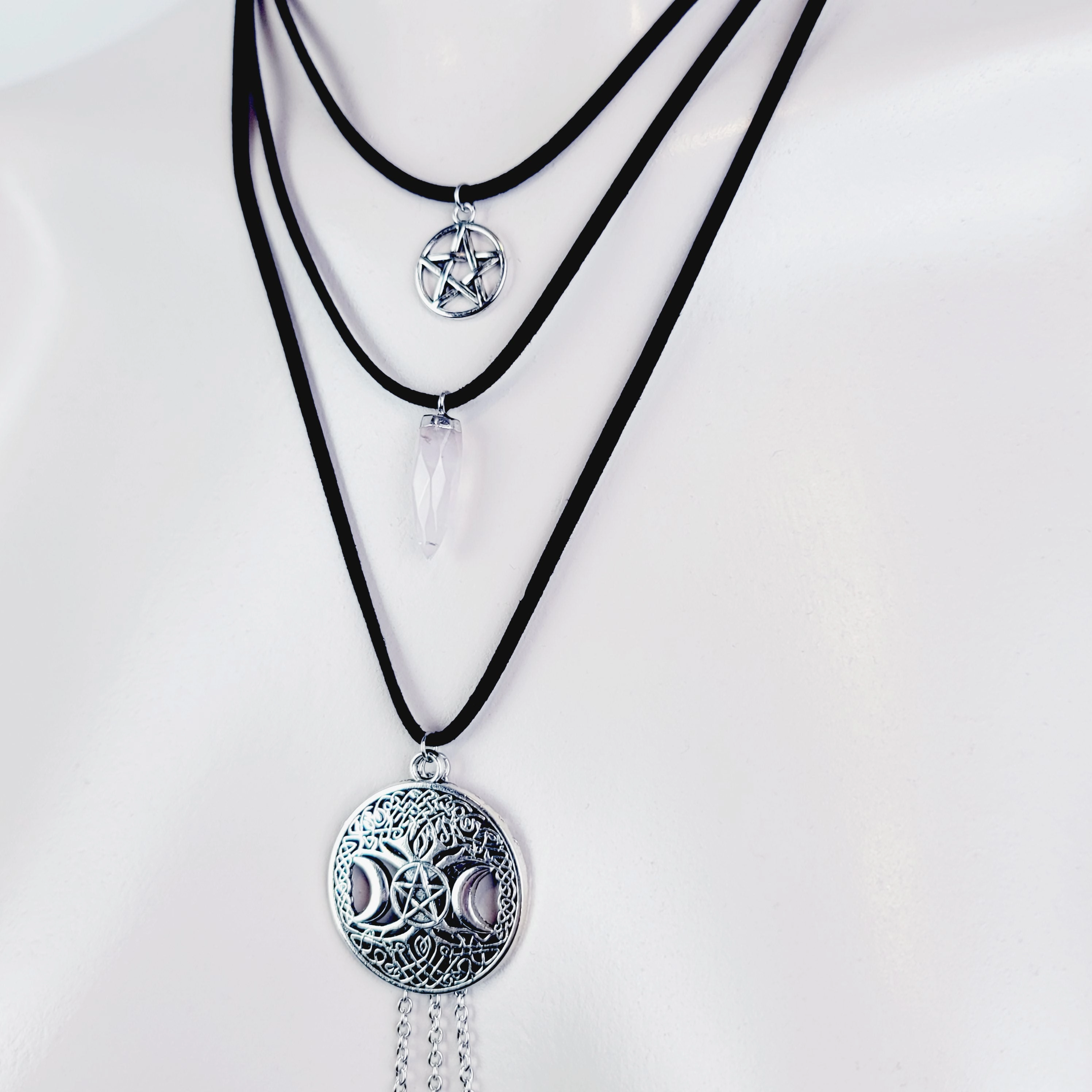 Multi Necklace Set with Amethyst- Necklace to Nipple, Non Piercing and Nipple Clamp Options.