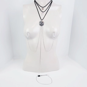 Multi Necklace Set with Amethyst- Necklace to Nipple, Non Piercing and Nipple Clamp Options.