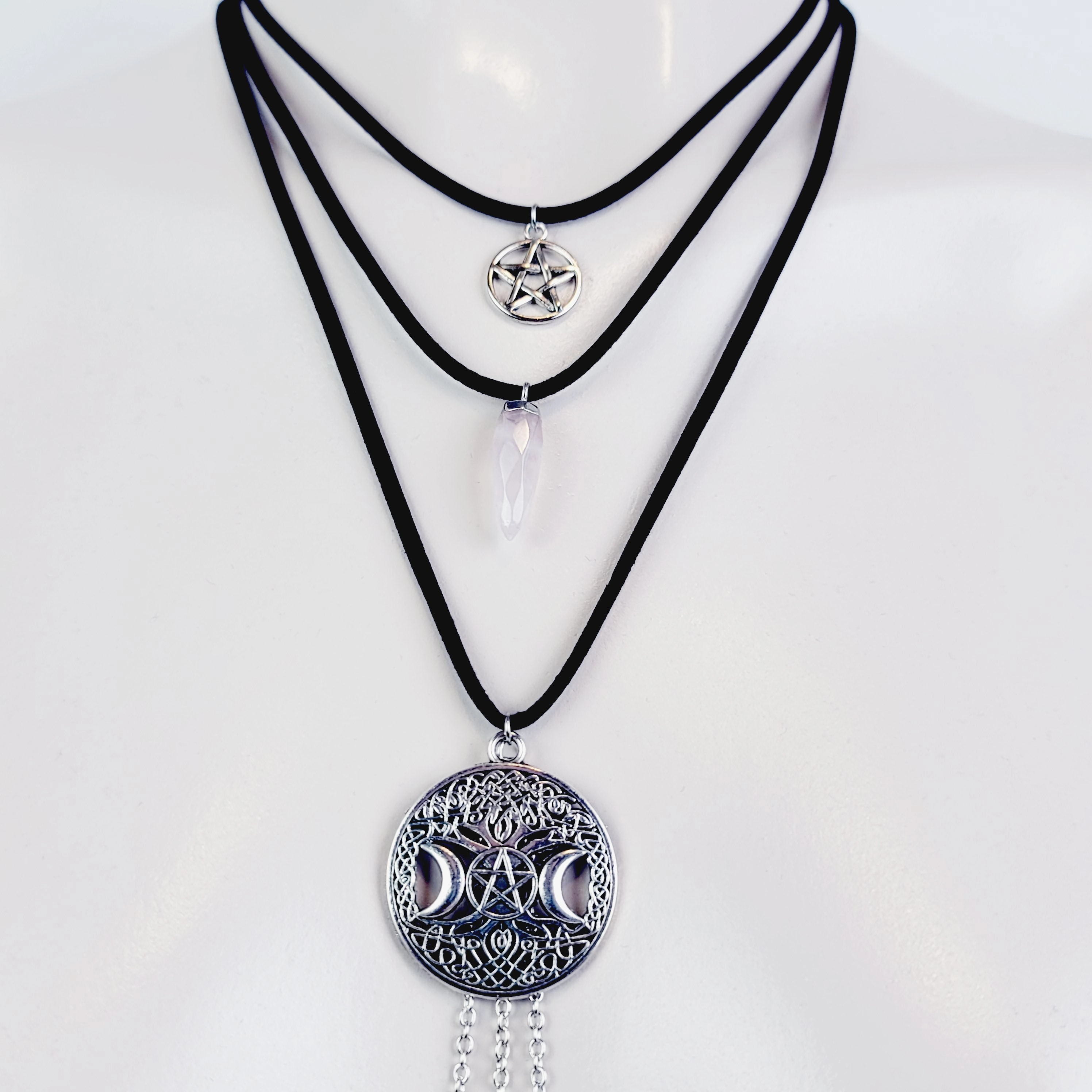 Multi Necklace Set with Amethyst- Necklace to Nipple, Non Piercing and Nipple Clamp Options.