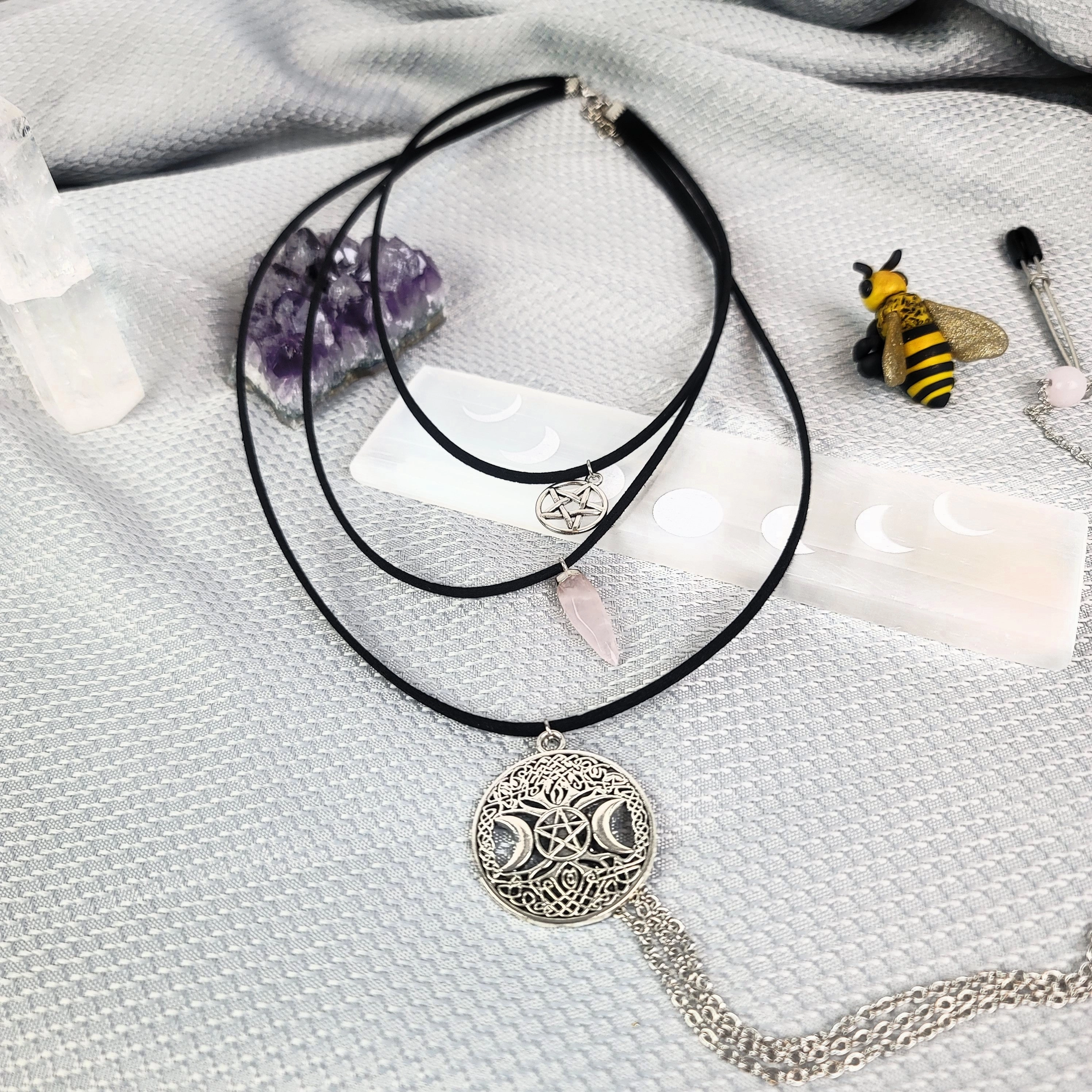 Multi Necklace Set with Amethyst- Necklace to Nipple, Non Piercing and Nipple Clamp Options.