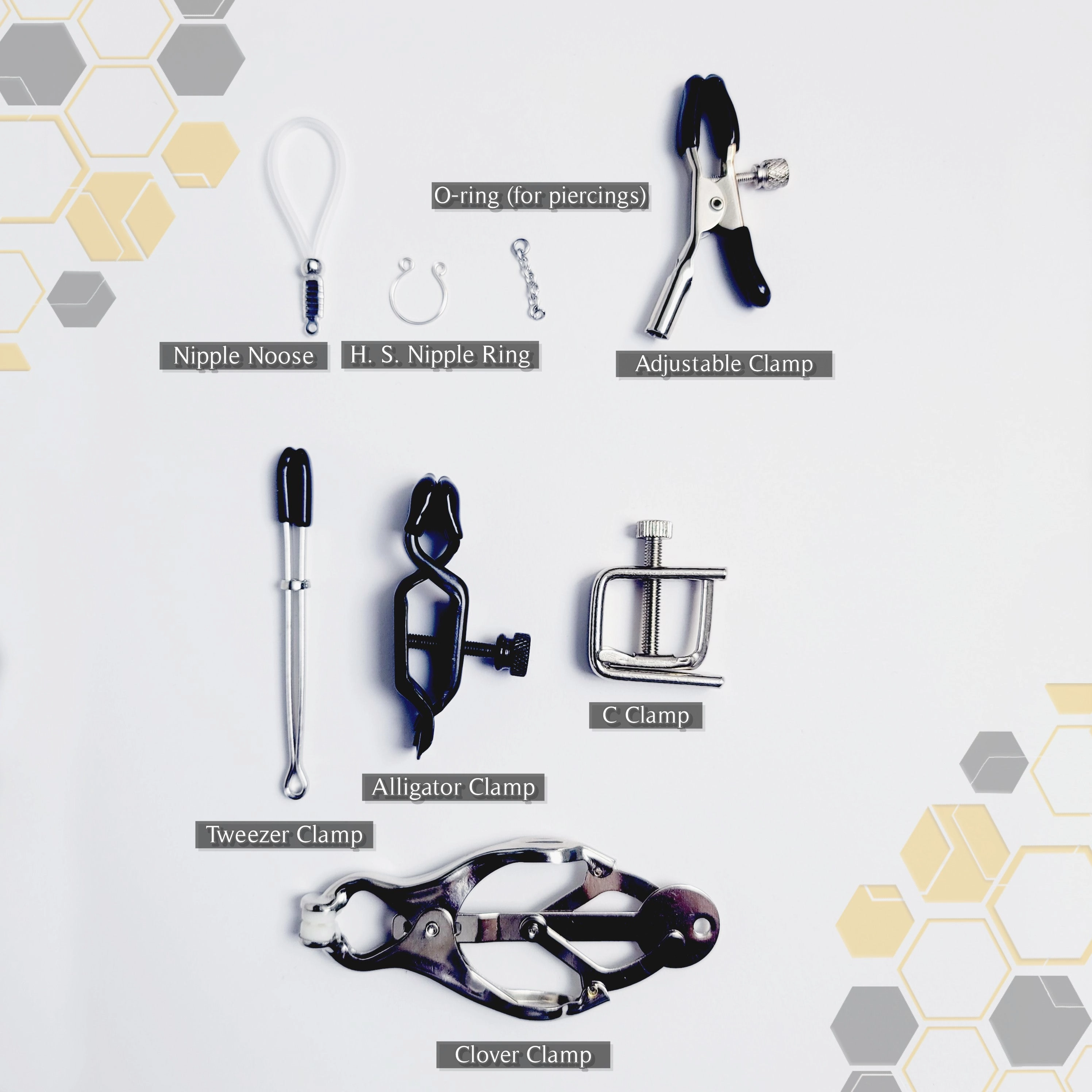 Multi Necklace Set with Amethyst- Necklace to Nipple, Non Piercing and Nipple Clamp Options.