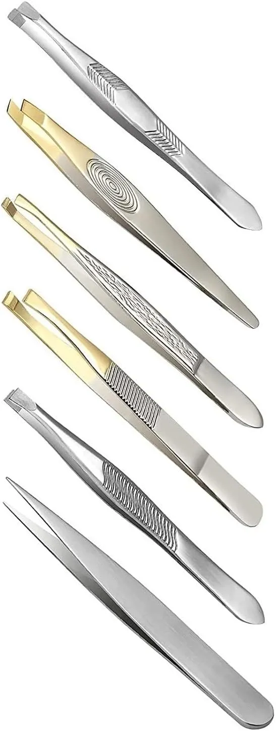 Multipurpose Stainless Steel Eyebrow Tweezer For Facial Hair Ingrown Hair Removal For Plucking Eyebrows Repair Clip Beards Tool(2)