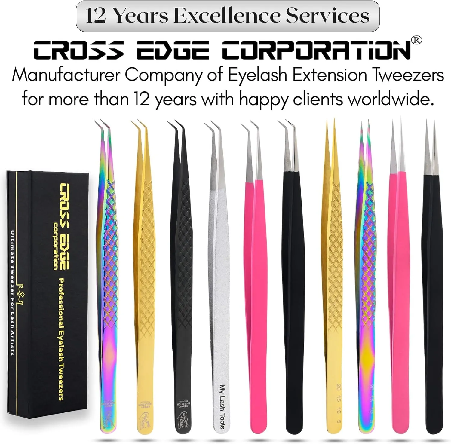 My Lash Tools Eyelash Extension Curved Degree & Straight Tweezers set for Isolation Lash Extensions 14cm, Best for Individual Isolation & Classic Lashes Stainless Steel Eyelash Twisers (Tweezers set)