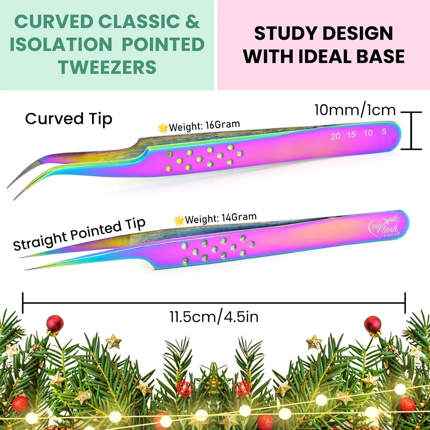 My Lash Tools - Fiber Tip Lash Tweezers for Eyelash Extensions Professional SET OF 4 Isolation, Curved & Volume Lash Tweezers set Japanese Steel Lash Supply (Rainbow)