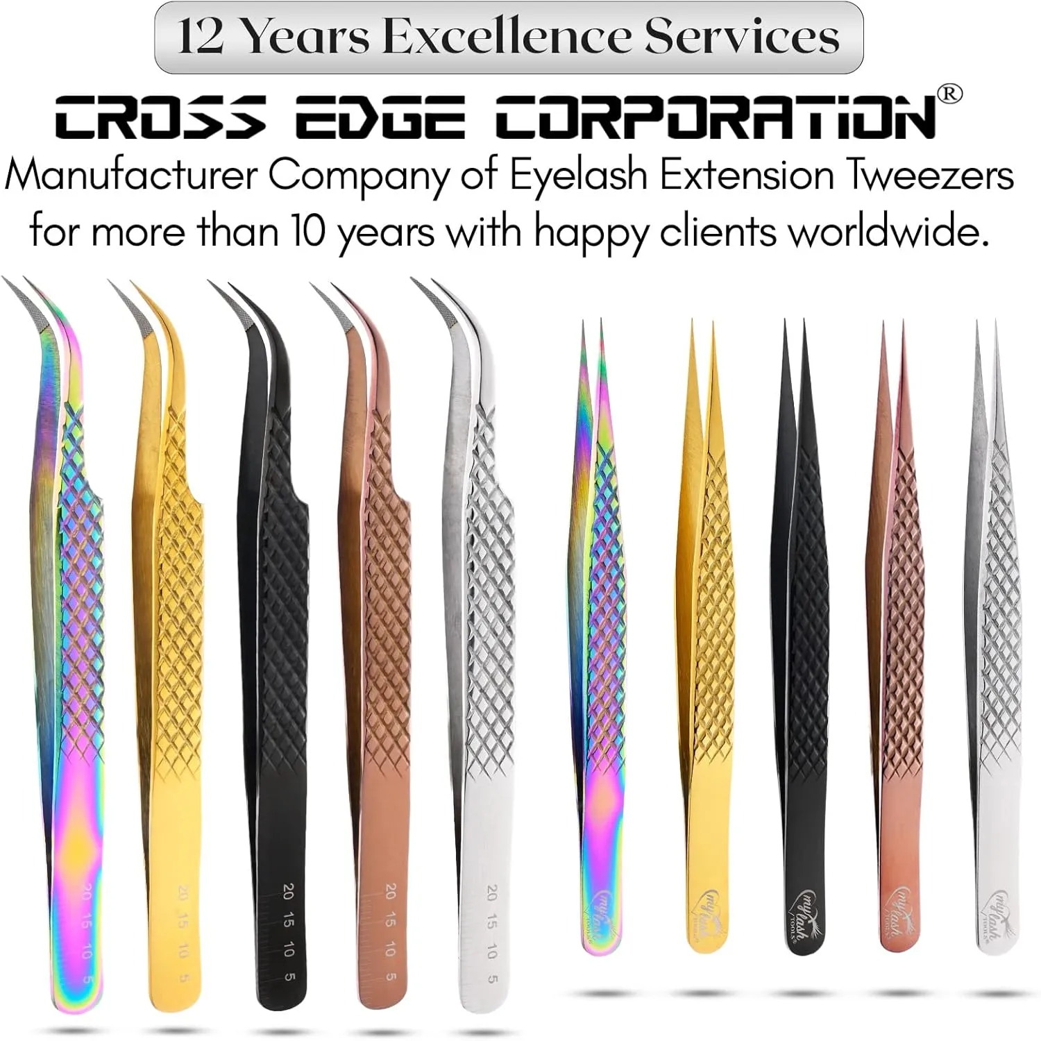 My Lash Tools - New Fiber Tip Lash Tweezers for Eyelash Extensions Tweezers SET OF 2 Mini Isolation & Microgrip Tip Curved Volume Tweezers Japanese Steel Lashing Tweezer (GoldSet1)