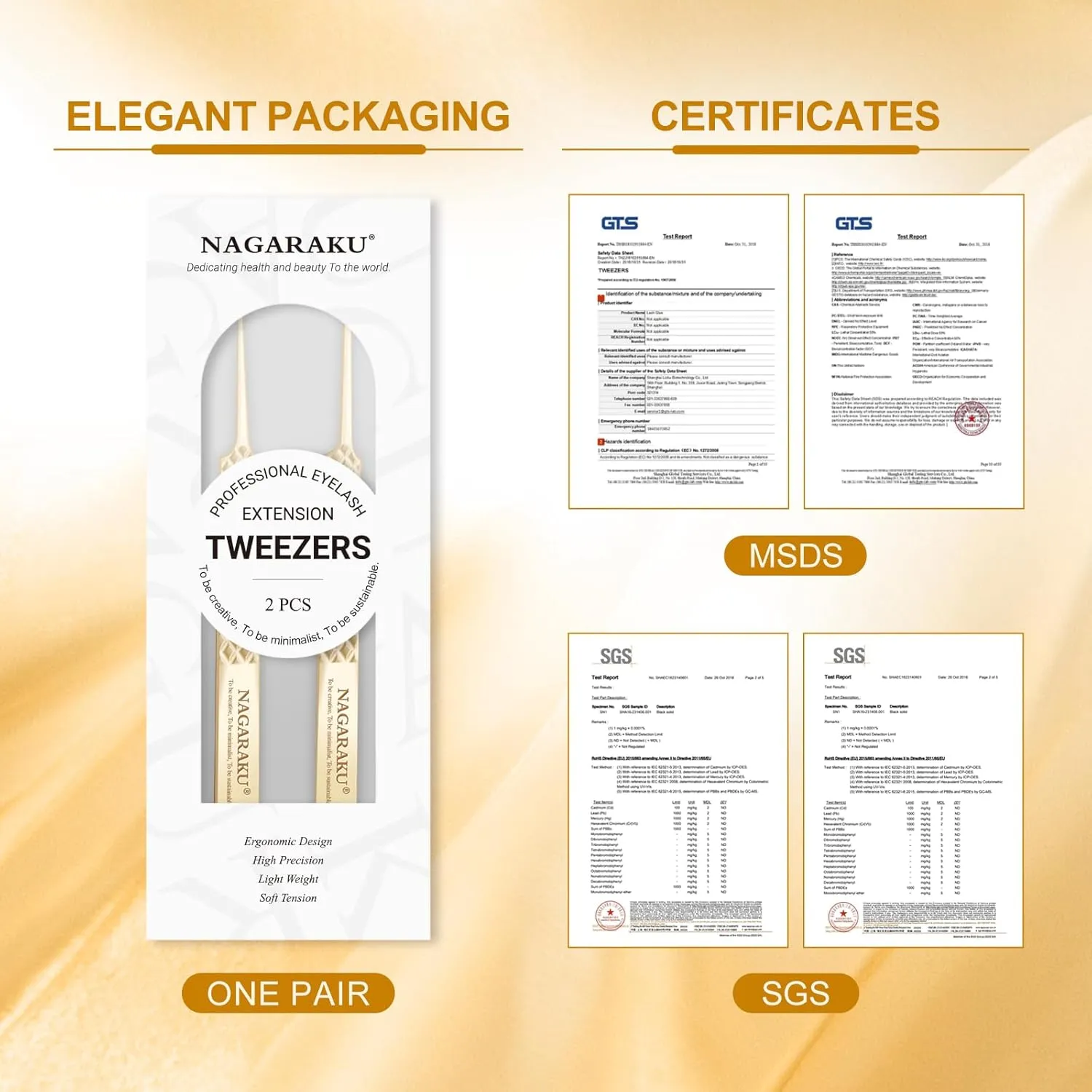 NAGARAKU 1 Pair Precision Fiber Tip Tweezer for Eyelash Extensions Professional Eyelash Tweezers Antistatic Straight & Curved Tip Tweezers with Box(Isolation & Volume Lash Tweezers AG-01 & AG-02)