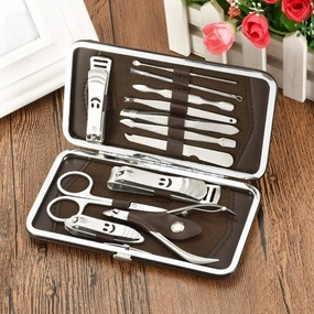 Nail Clippers, Manicure Pedicure Set,Nail clippers manicure set,Travel Mini Nail Set 12 Pcs Stainless Steel Nail Art Manicure Set Tools Kits Nails Clipper Scissors Tweezer Knife Manicure Case Pedicure