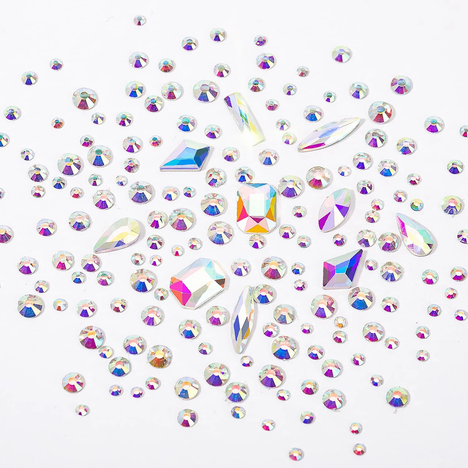 Nail Rhinestones - 4300pcs AB Crystals, Multiple Shape Gems, Flat Back Rhinestones, with Kit and Glue Gel, for Nail Art
