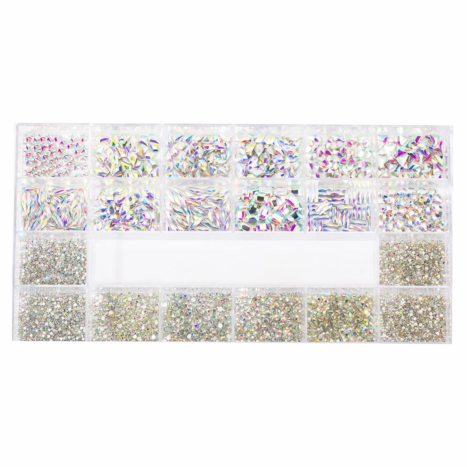 Nail Rhinestones - 4300pcs AB Crystals, Multiple Shape Gems, Flat Back Rhinestones, with Kit and Glue Gel, for Nail Art