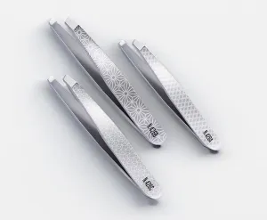NGHIA Slanted Tip Tweezer N-426 Combo| Special Design Printed | Stainless Steel | Ergonomic Eyebrow Tweezer for Precision Grooming | Hair Removal