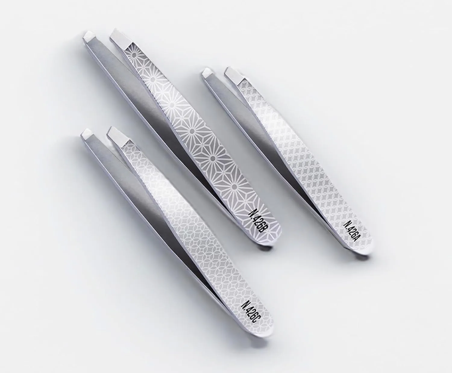 NGHIA Slanted Tip Tweezer N-426 Combo| Special Design Printed | Stainless Steel | Ergonomic Eyebrow Tweezer for Precision Grooming | Hair Removal