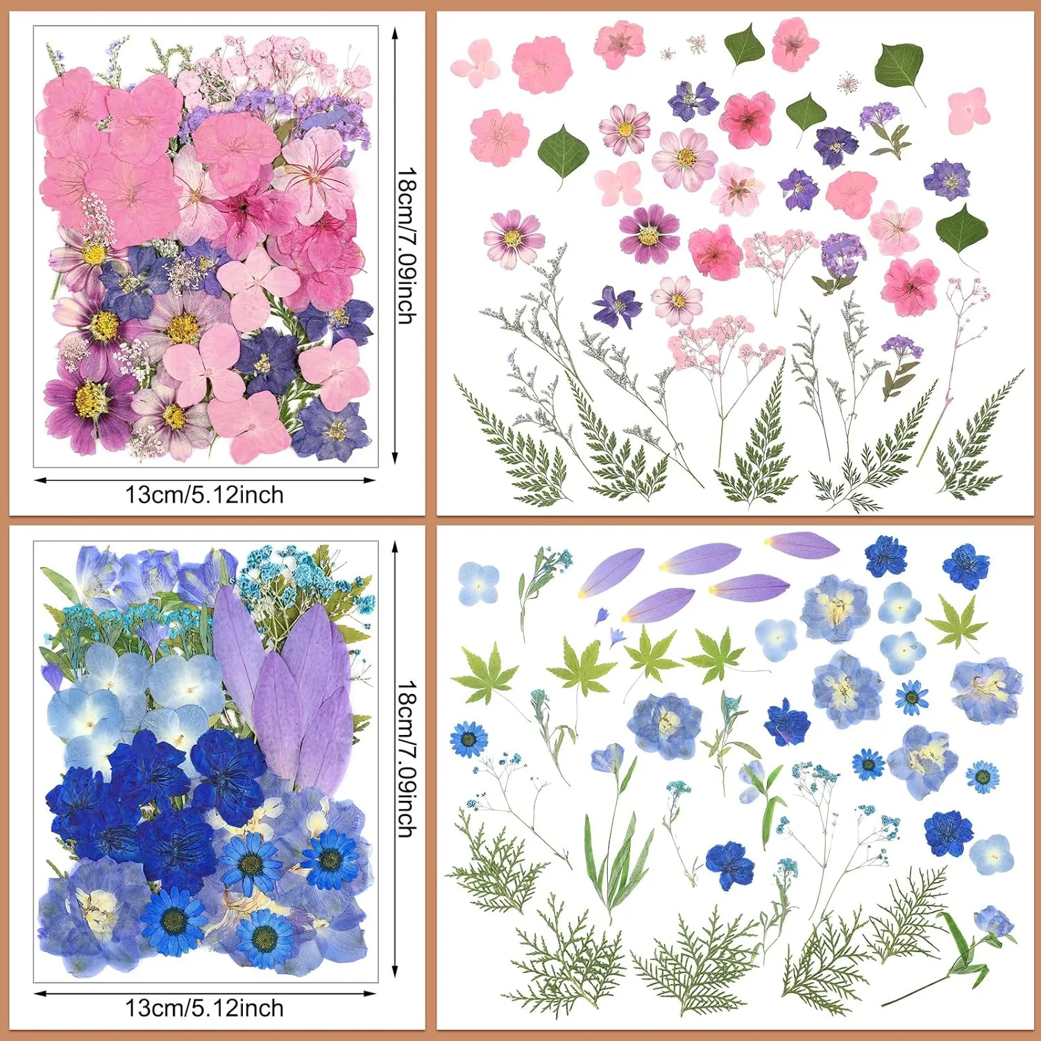 Nuanchu 200 Pcs Pressed Flowers Bulk Dried Flower for Craft Resin Mold Bookmark Scrapbooking Nail Cake White Orange Natural Pressed Dried Floral with Tweezer DIY Gift(Mixed Color,Artistic Style)