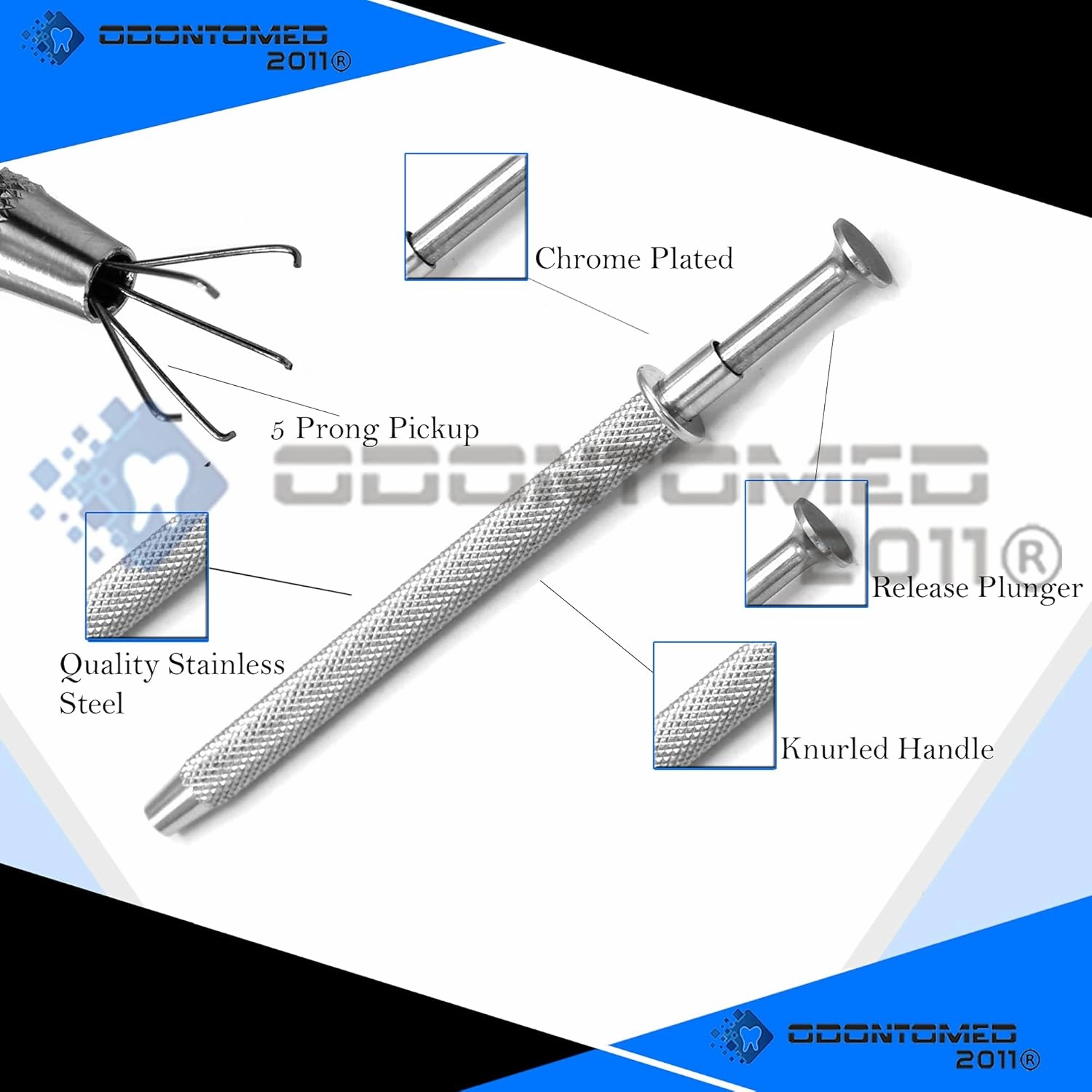 OdontoMed2011 5 Prongs Ball Grabber Piercing Tool Bead Holder Steel Gems Diamond Pick-up Tools 5 claws Stainless Steel (10)