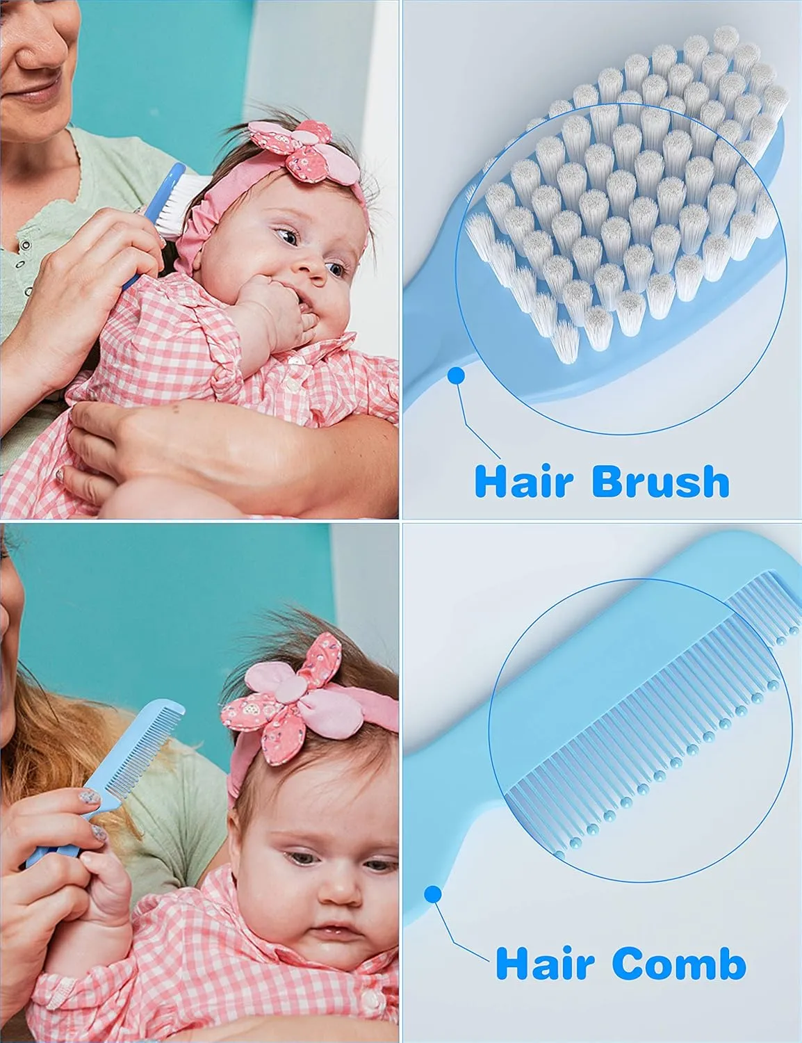 OTTOLIVES Baby Healthcare and Grooming Kit, 24 in 1 Baby Electric Nail Trimmer Set Newborn Nursery Health Care Set for Newborn Infant Toddlers Baby Boys Girls Kids Haircut Tools (0-3 Years ) (Blue)