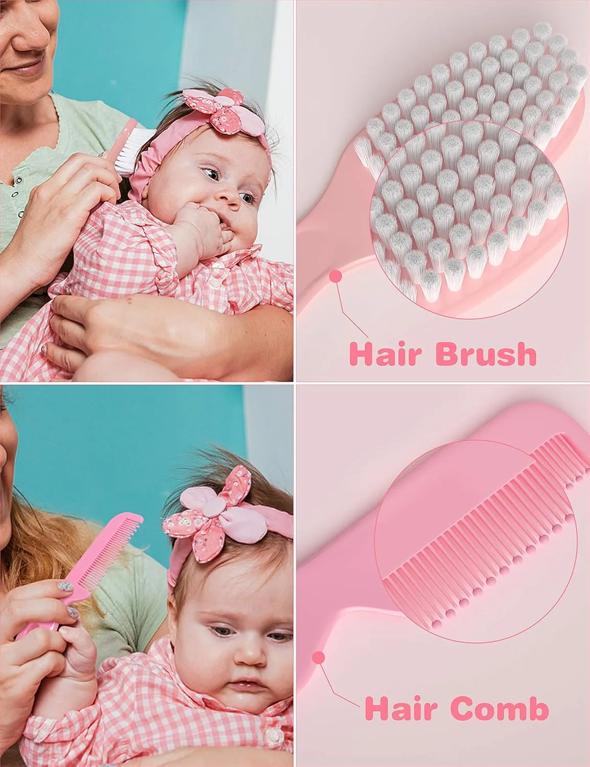 OTTOLIVES Baby Healthcare and Grooming Kit, 24 in 1 Baby Electric Nail Trimmer Set Newborn Nursery Health Care Set for Newborn Infant Toddlers Baby Boys Girls Kids Haircut Tools (0-3 Years ) (Pink)