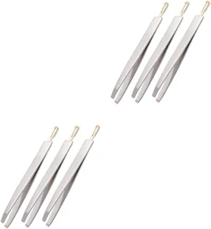 PartyKindom 2sets 3pcs Stainless Steel Brow Clip Tweezers for Eyebrow Shaping and Cleaning Compact Eyebrow Hair Removal Tools Portable and Durable Design for Precise Grooming 3pcs*2