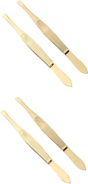 PartyKindom 2sets Stainless Steel Brow Tweezers Tip Eyebrow Hair Remover for Women Men Precision Eyebrow Trimmer Perfect Friends and Families 2pcs*2