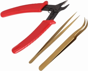 Pointed Tweezer, 3Pcs Electronic Repair Kit Pointed Tweezer Elbow Tweezer Magnetic Repair Kit, Wire Cutters