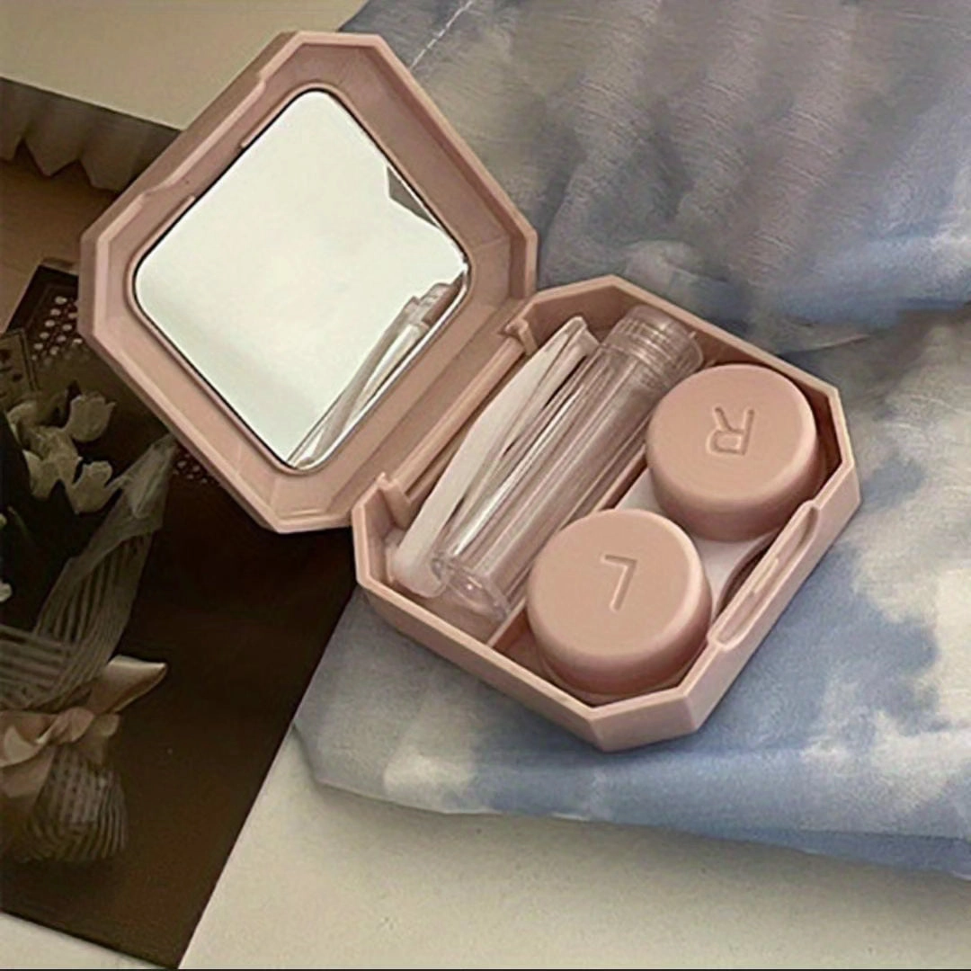 Portable Contact Lens Case with Tweezer Suction Stick Set