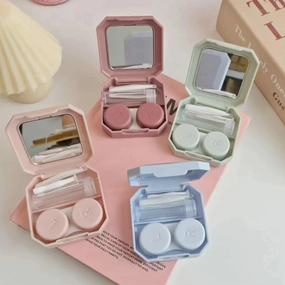 Portable Contact Lens Case with Tweezer Suction Stick Set