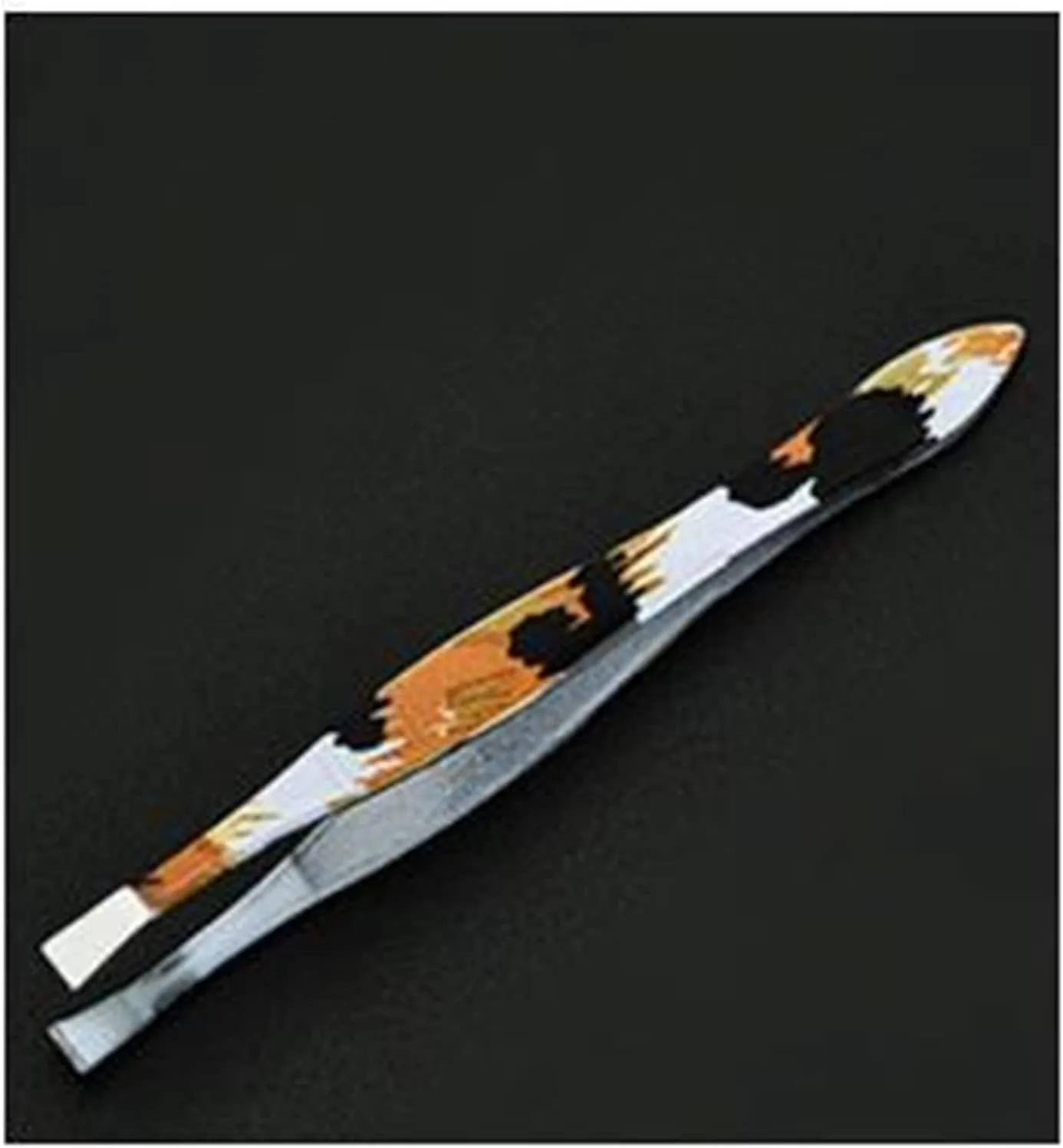 Precision Tweezers 1PCs Eyebrow Tweezer Golden Head Slanted Stainless Steel Tweezer Trimmer Eyelash Clip Face Hair Removal Cosmetic Makeup Tools for Crafting, Jewelry, Electronics, and Lab Work(B)