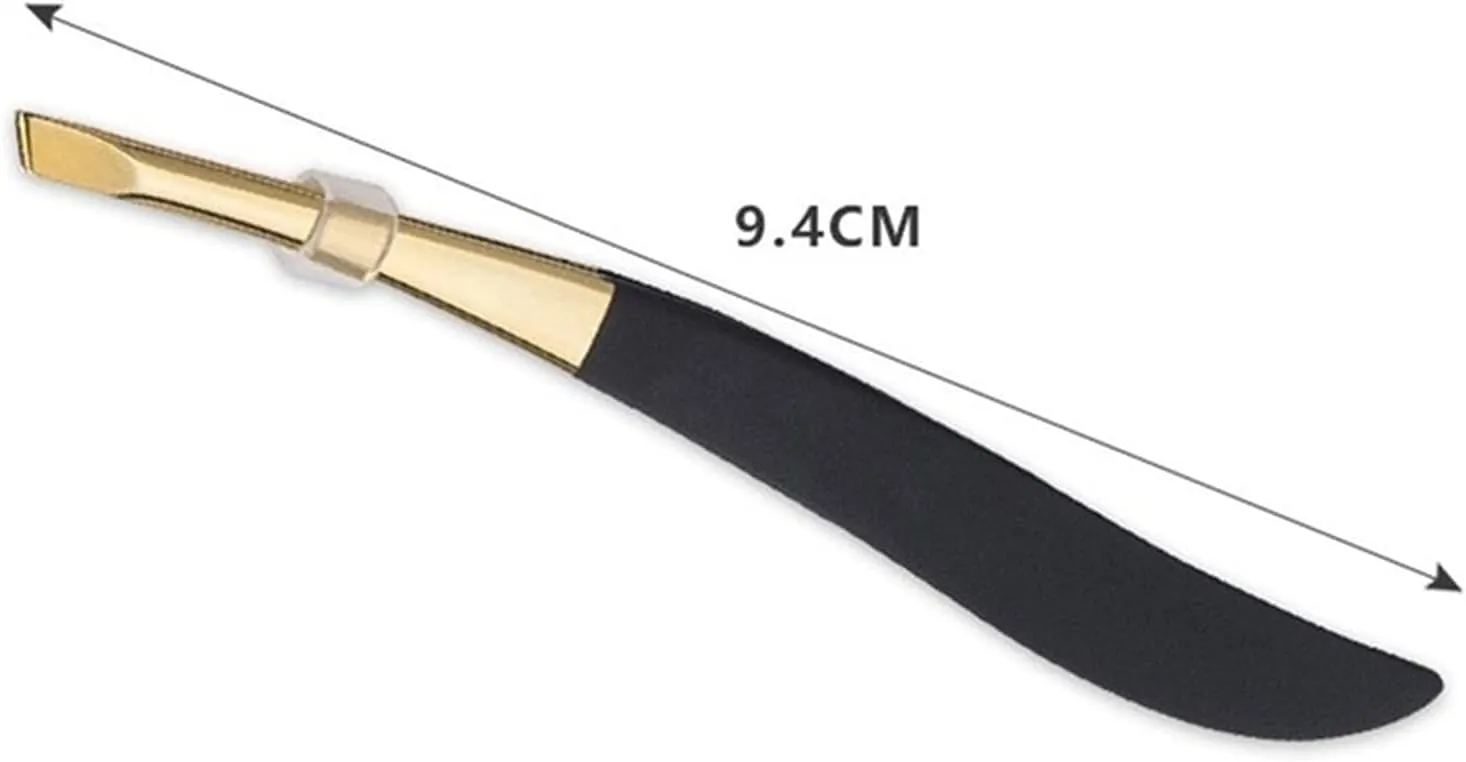 Precision Tweezers 1PCs Eyebrow Tweezer Golden Head Slanted Stainless Steel Tweezer Trimmer Eyelash Clip Face Hair Removal Cosmetic Makeup Tools for Crafting, Jewelry, Electronics, and Lab Work(B)