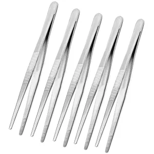 Precision Tweezers Set, Non-Conductive Stainless Steel Eyebrow Tweezers Jewelry Tweezer Set for Facial Hair Ingrown Blackhead Soldering Jewelry Etc.(5Inch,5 Pack)