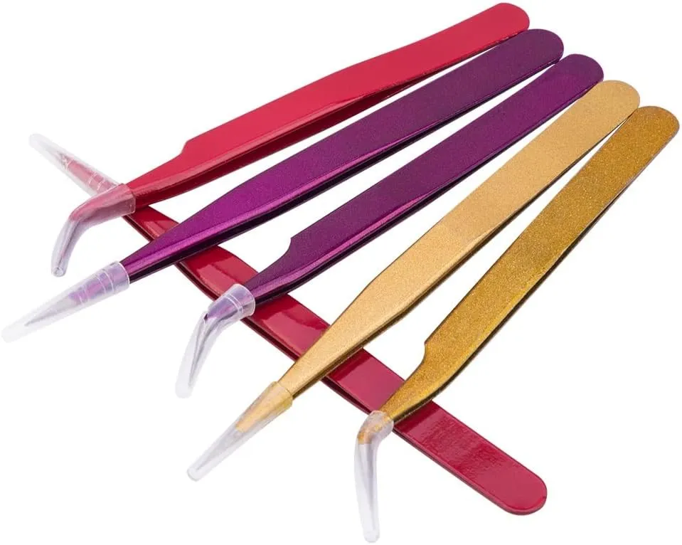 Precision Tweezers Set Stainless Steel Eyebrow Tweezer Eyelash Extension Tools Makeup Kit Tool (D 8pcs)