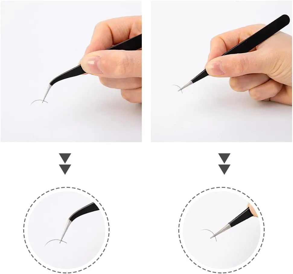 Precision Tweezers Set Stainless Steel Eyebrow Tweezer Eyelash Extension Tools Makeup Kit Tool (D 8pcs)