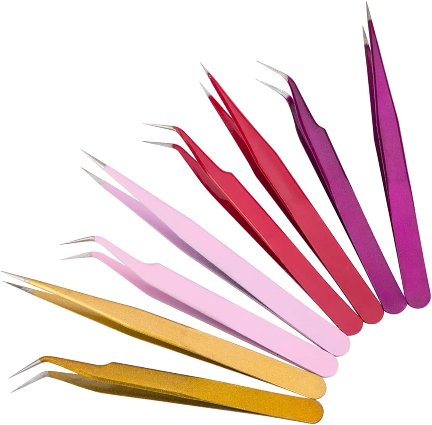 Precision Tweezers Set Stainless Steel Eyebrow Tweezer Eyelash Extension Tools Makeup Kit Tool