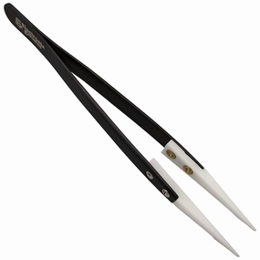 Precision Ceramic Tweezers Heat Resistant Non-conductive Anti-Magnetic Pointed Tweezers for Pinching Coils, Electronics, Jewelry-making (Black)