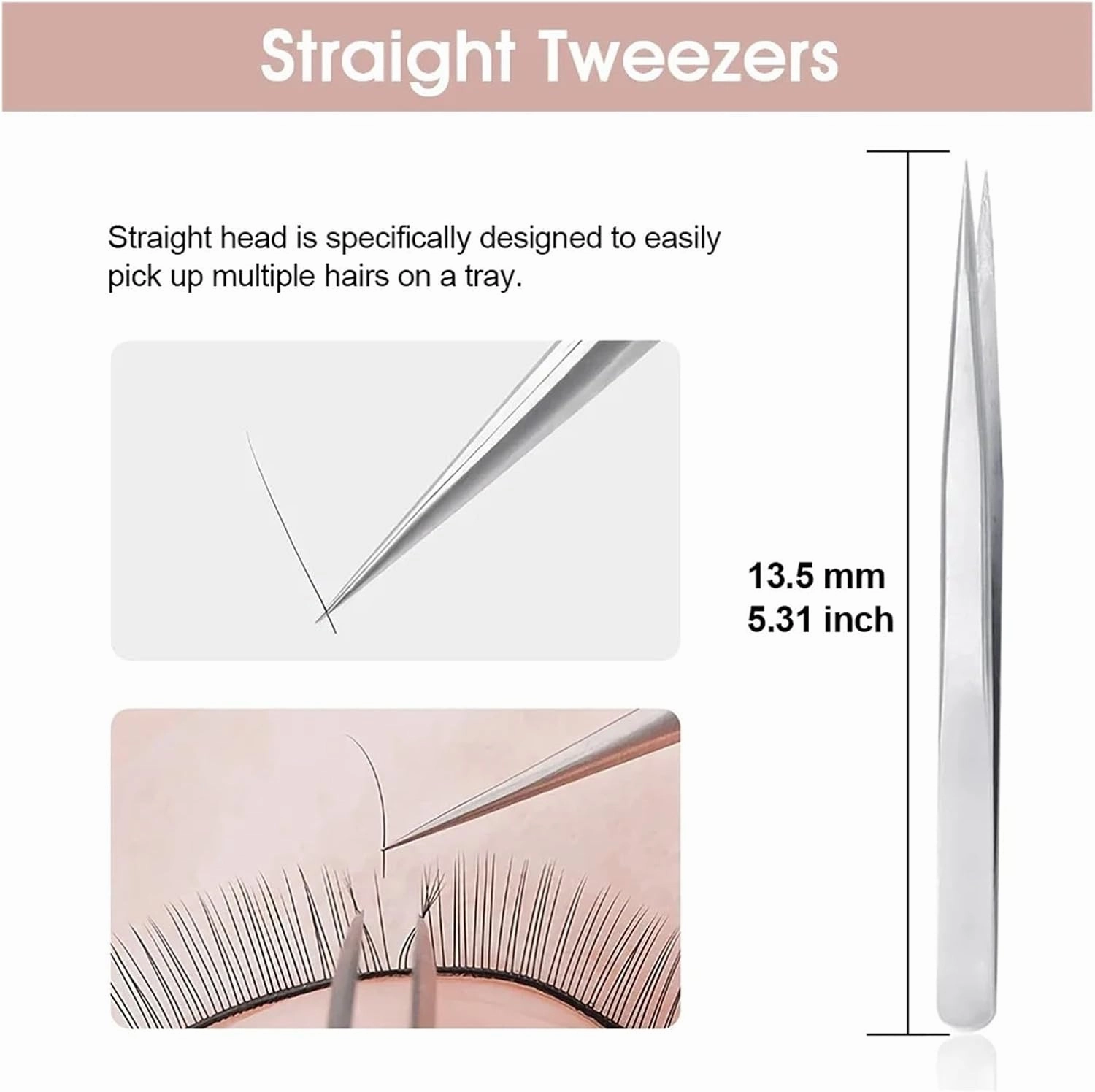 Premium Imported 402 Stainless Steel Beauty Tweezers High Accurate Straight And Curved Tips Faux Eyelashes Makeup Tools(Tweezer-straight)