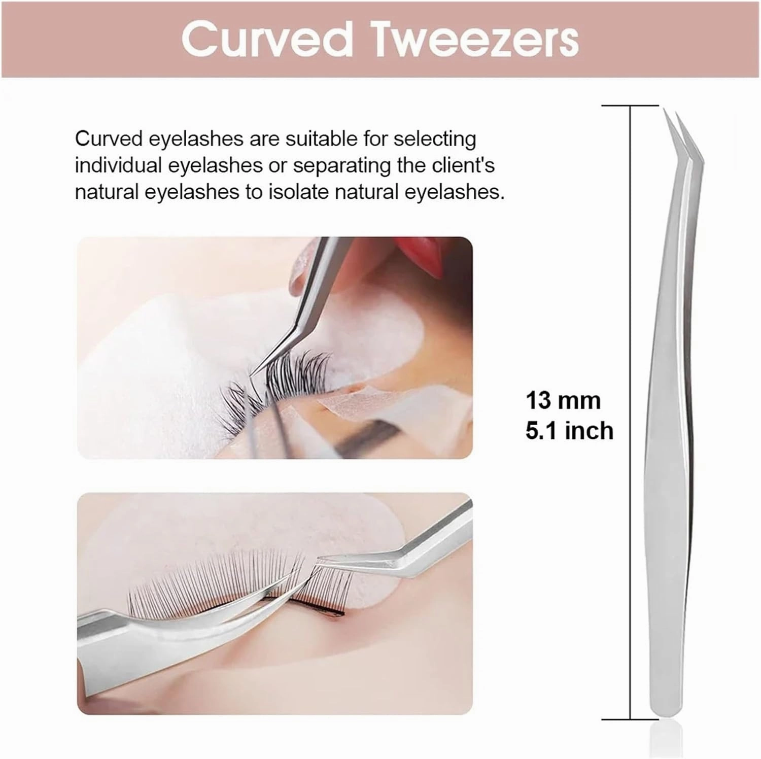 Premium Imported 402 Stainless Steel Beauty Tweezers High Accurate Straight And Curved Tips Faux Eyelashes Makeup Tools(Tweezer-straight)