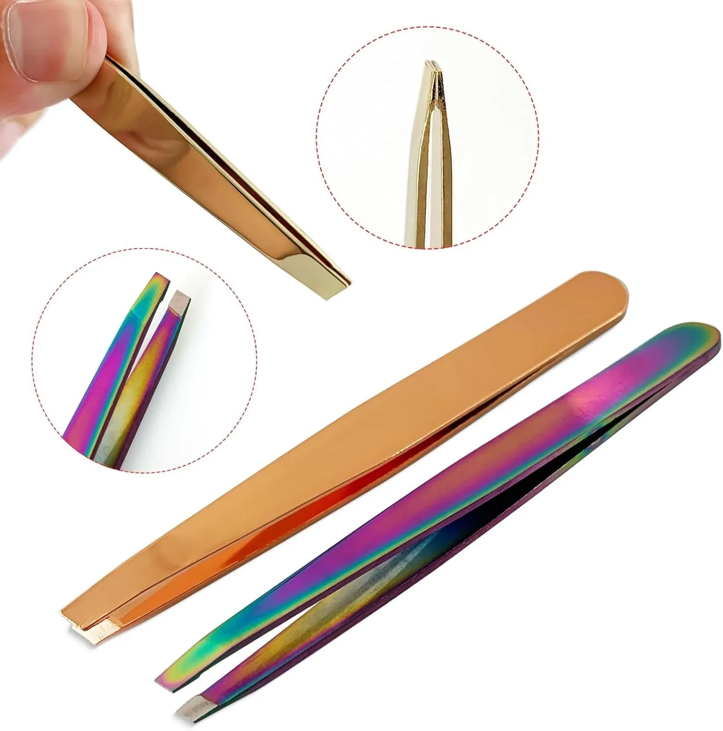 Professional Eyebrow Tweezers Colorful Stainless Steel Mini Hair Clamp Beauty Eyebow Makeup Clips (Color : 1piece Rose Gold, Size : 1SIZE) (1piece Silver 1SIZE)